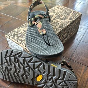 Vibram Black and Green Outdoor Sandals with Rugged Sole